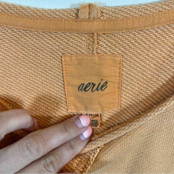 ✨ Aerie Orange Terry Crewneck Sweatshirt XS - Picture 3 of 10